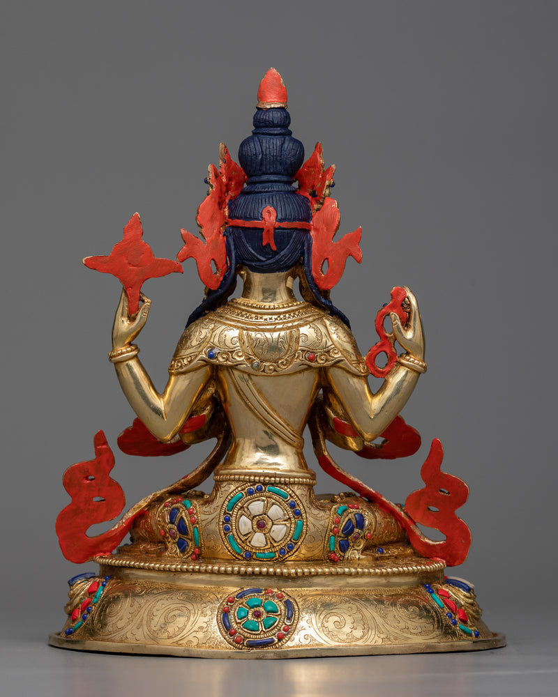 Bodhisattva 4-Armed Lokeshvara Sculpture | Embodiment of Compassionate Power