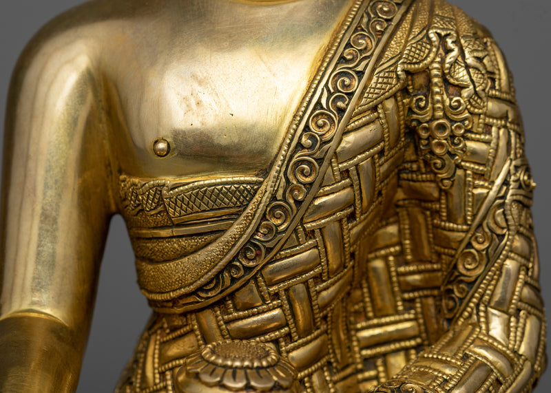 Historical Buddha Gold Gilded Sculpture | Beacon of Peace and Wisdom