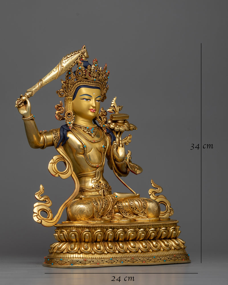 wisdom deity copper sculpture