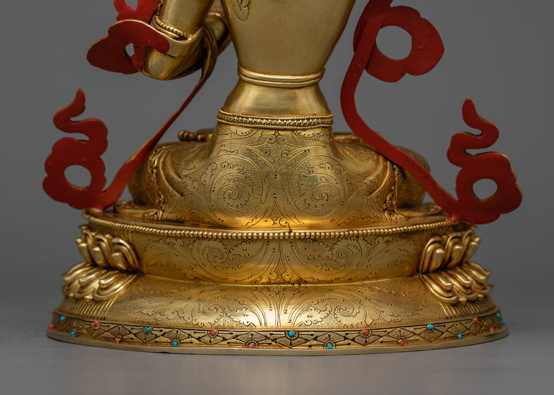 Wisdom Deity Copper Sculpture | Gold Gilded Statue of Manjushri