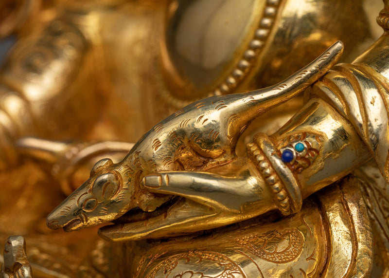 Yellow Dzambhala Copper Sculpture | Buddhist Deity of Wealth and Prosperity