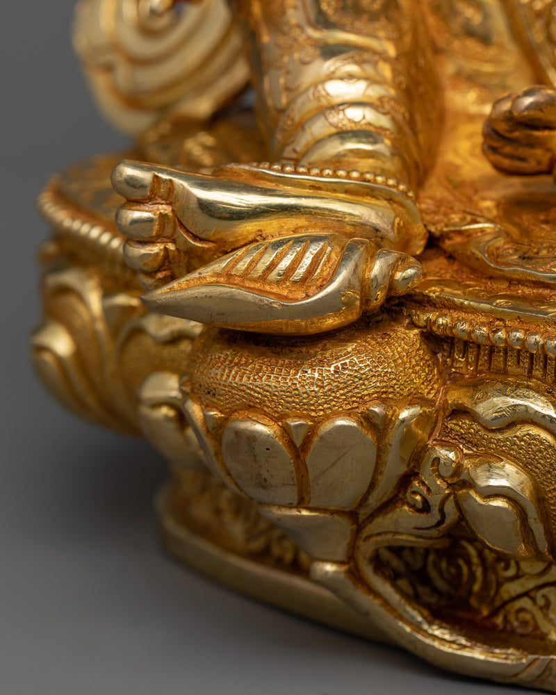 Yellow Dzambhala Copper Sculpture | Buddhist Deity of Wealth and Prosperity