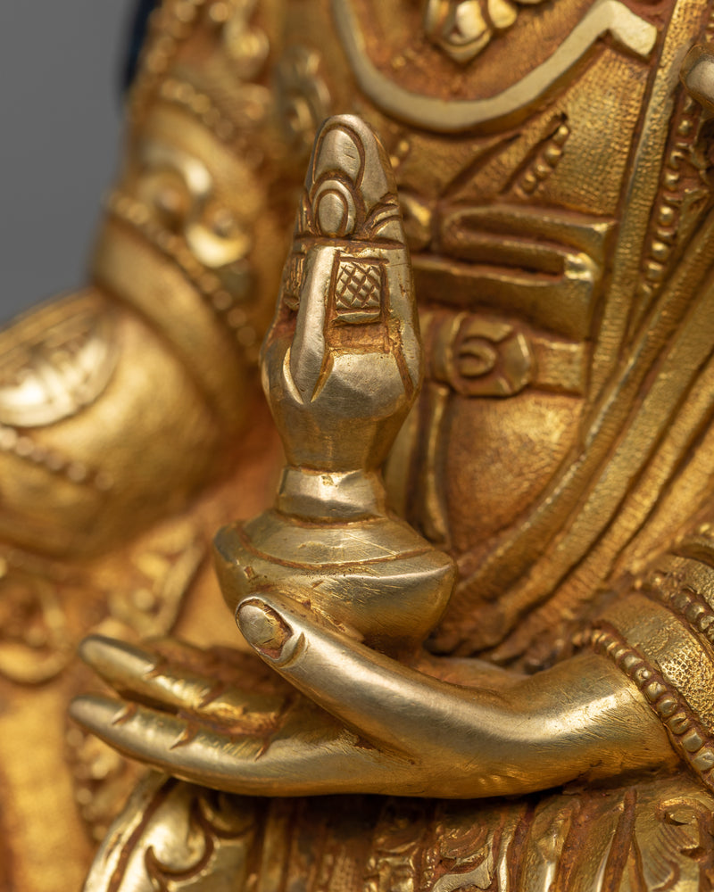 Guru Padmasambhava Gold-Gilded Sculpture | Divine Illumination