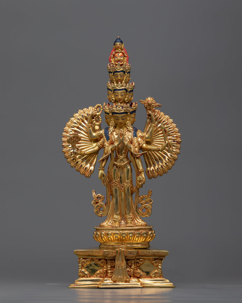 1000-Armed Lokeshvara Gold-Gilded Sculpture | Infinite Compassion