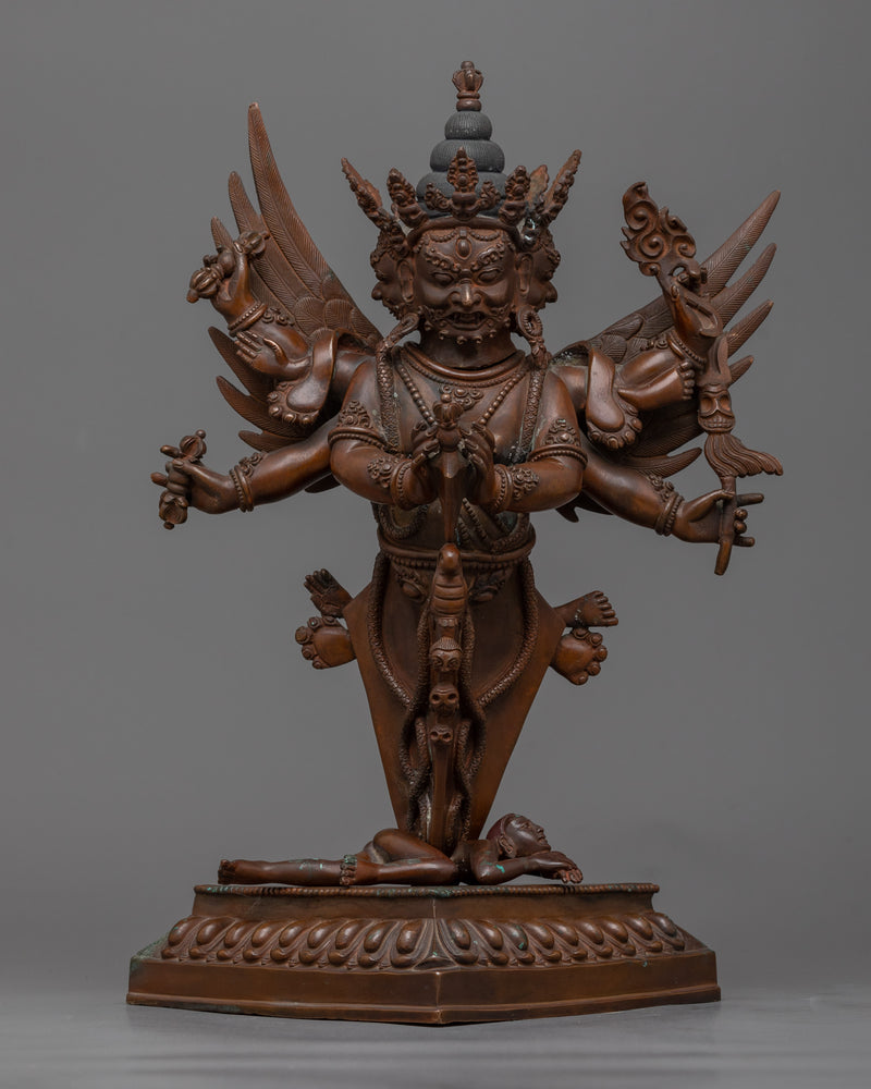 Wrathful Vajrakilaya in Oxidized Copper | Divine Ferocity of Mahakala