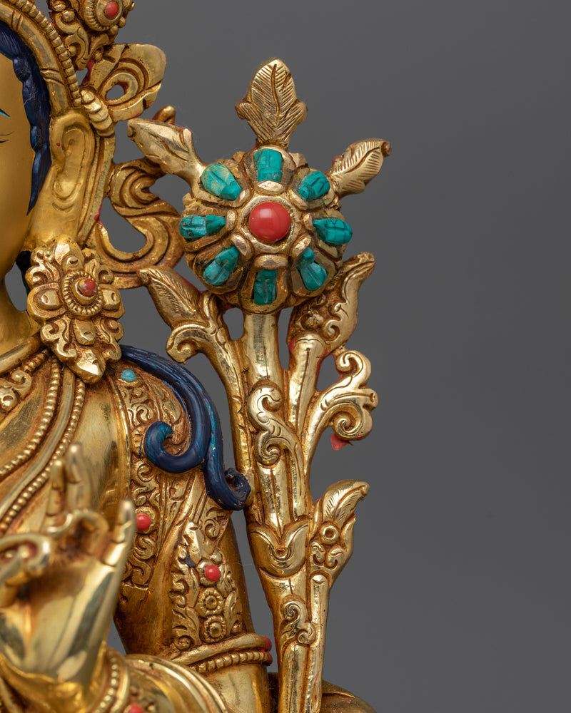 Mother Green Tara in Gold Gilt Sculpture | Luminous Compassion