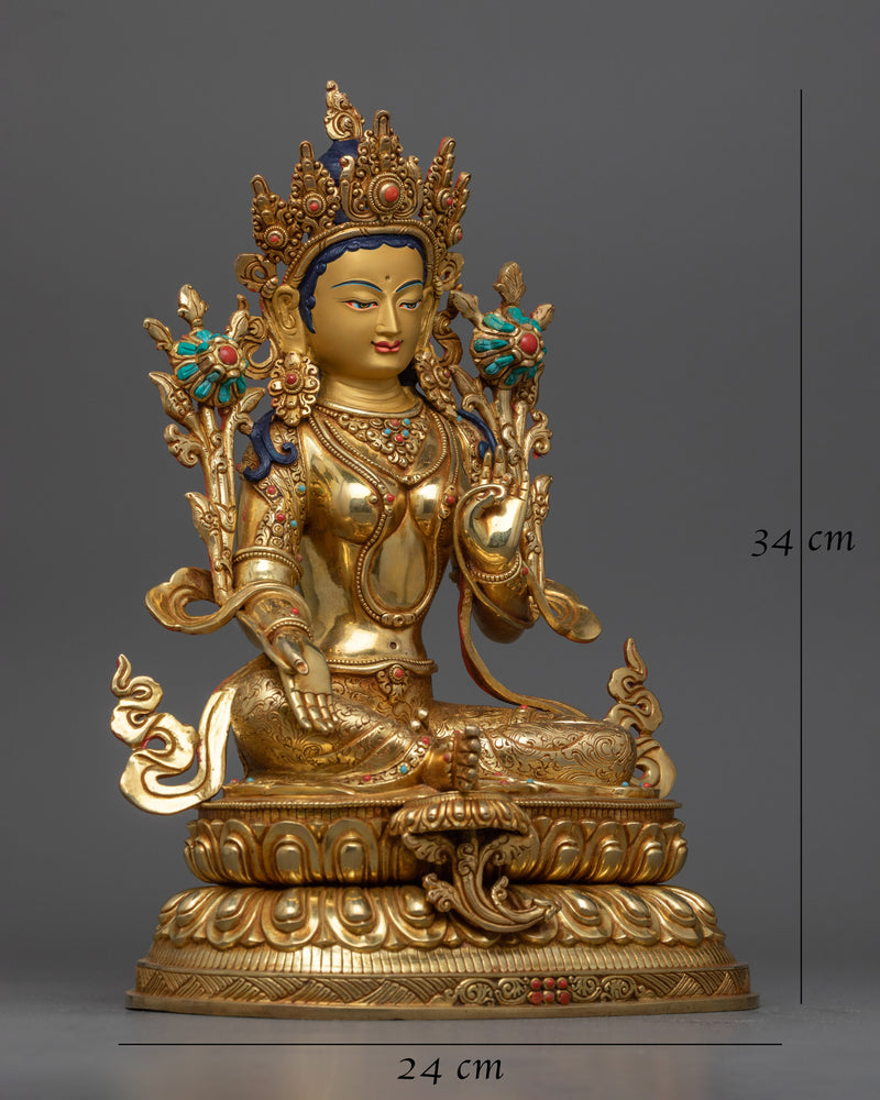 mother green tara gilt sculpture