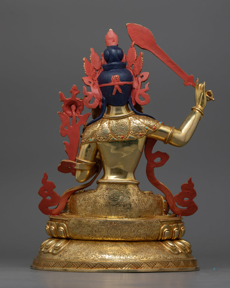 Statue of Manjushri | Wisdom's Radiance in 24k Gold Coat