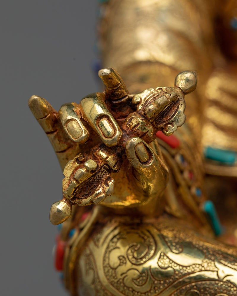 Statue of Padmasambhava in 24K Gold Gilded Glory | Emanation of Enlightenment