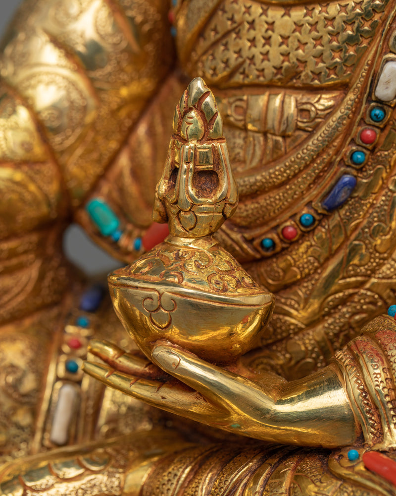 Statue of Padmasambhava in 24K Gold Gilded Glory | Emanation of Enlightenment