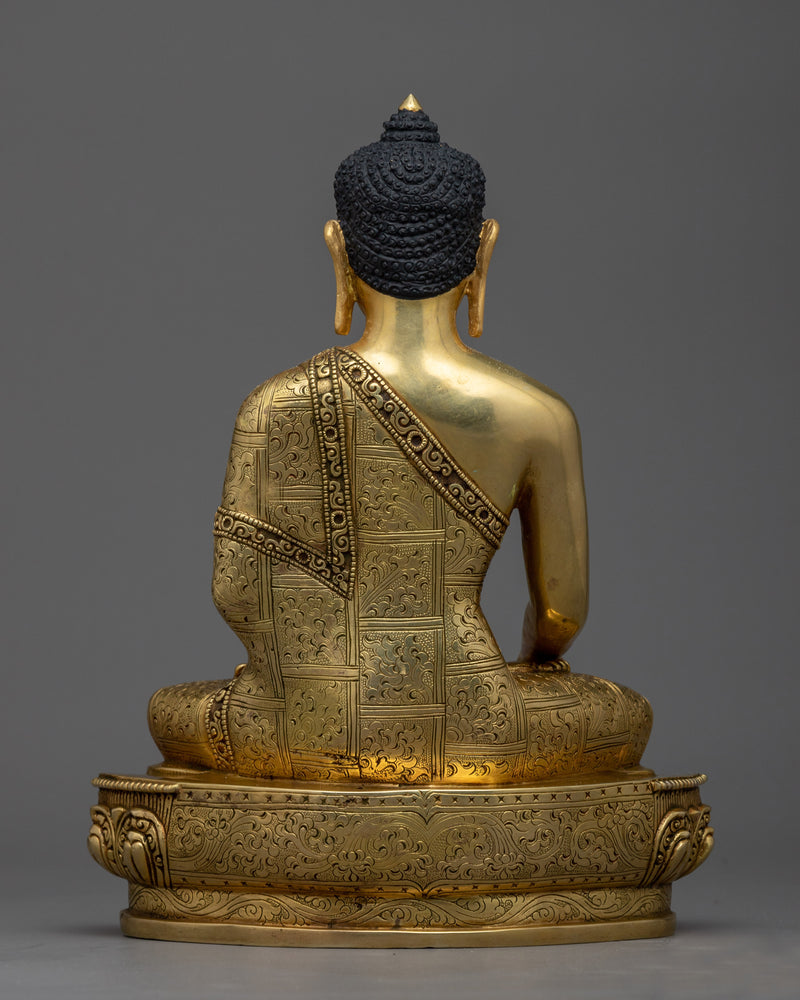 Historical Shakyamuni Buddha Sculpture | 24K Gold Gilded Elegance