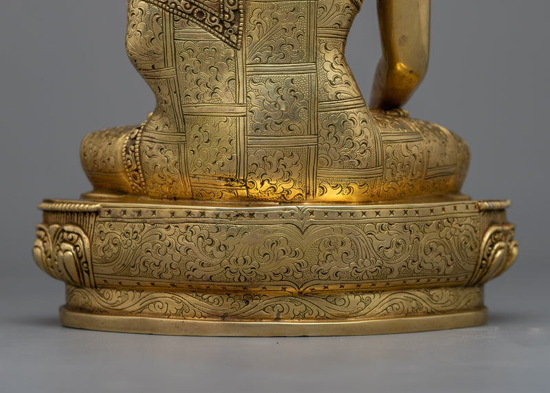 Historical Shakyamuni Buddha Sculpture | 24K Gold Gilded Elegance