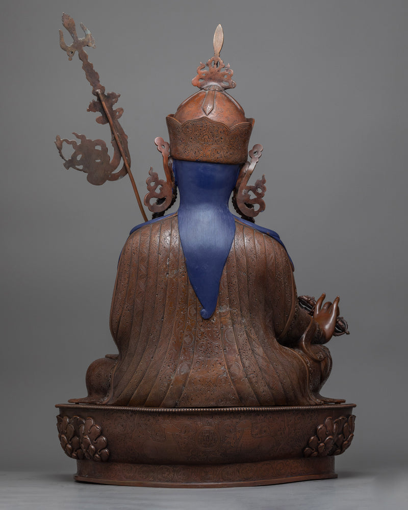 Guru Rinpoche in Oxidized Copper Sculpture | Monumental Presence of Spiritual Master