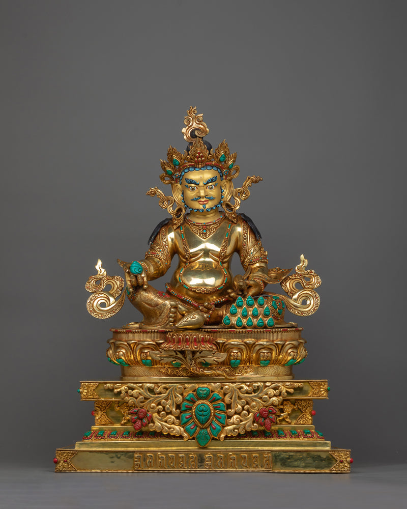 Dzambhala The Buddha of Wealth | Seated on a Gemstone Decorated Throne