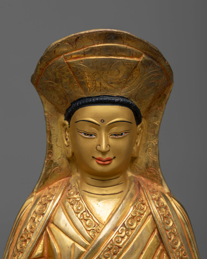 Marpa, Milarepa, Gampopa Set in Gilded Harmony | The Lineage of Enlightenment