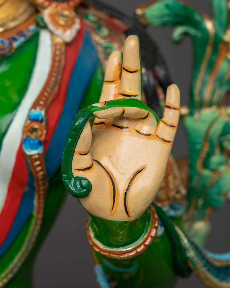 Hand-painted Colorful Green Tara Statue | Compassionate Enlightened Female Buddha