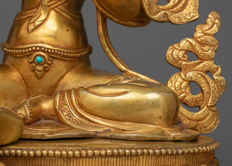 Golden Green Tara Statue | Handmade in Nepal by Nepali Artists