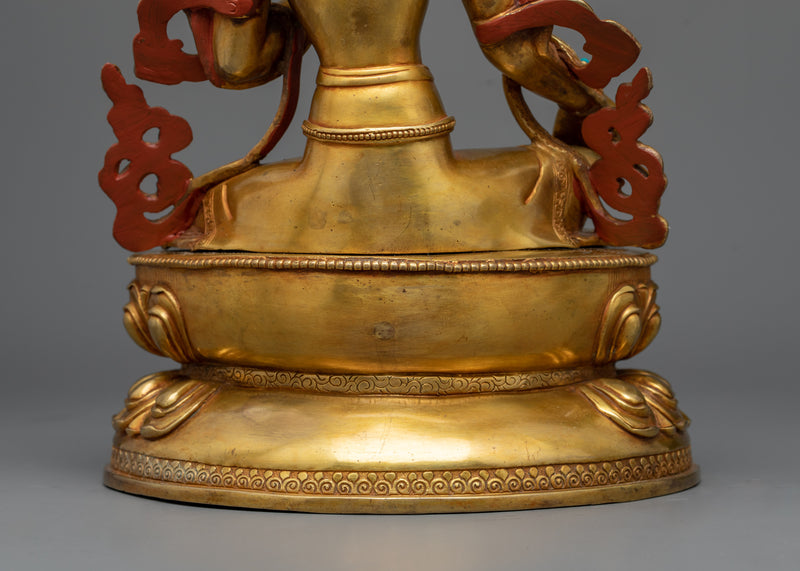 Golden Green Tara Statue | Handmade in Nepal by Nepali Artists