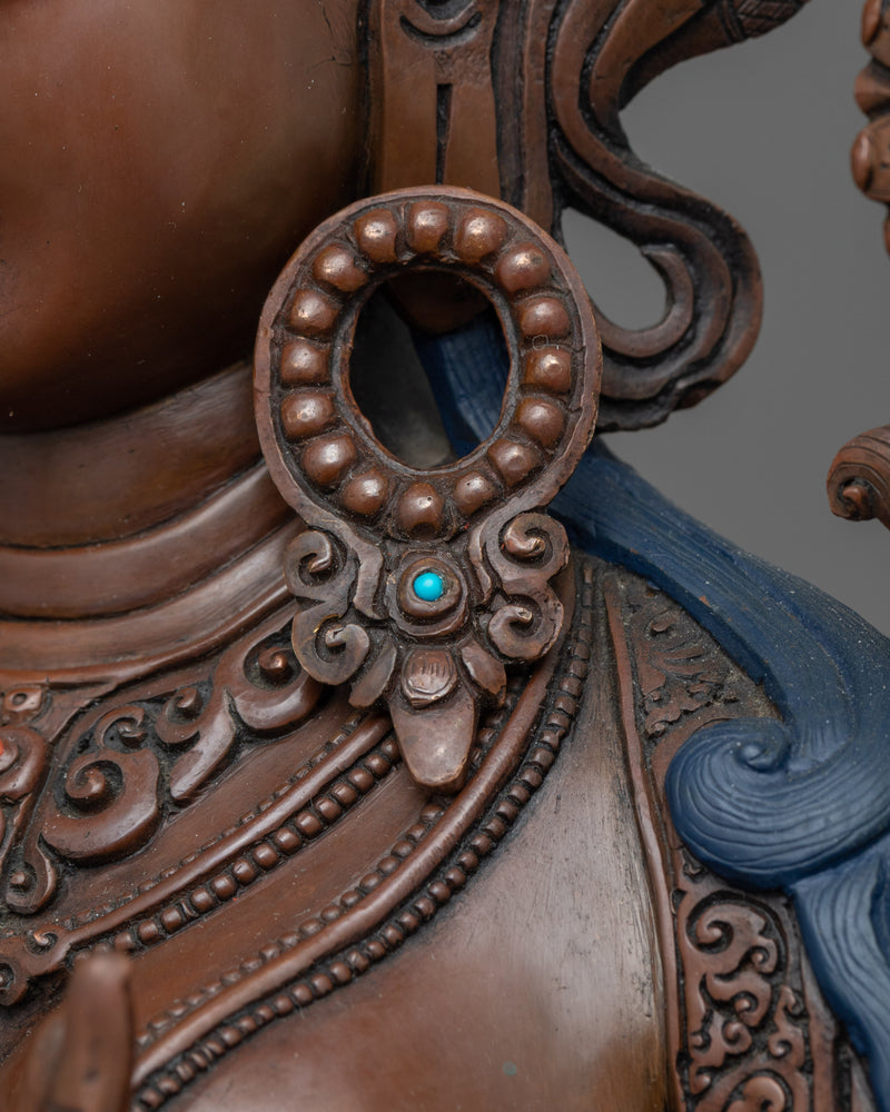 Mother Arya Green Tara Sculpture in Oxidized Elegance | Sanctuary of Swift Compassion