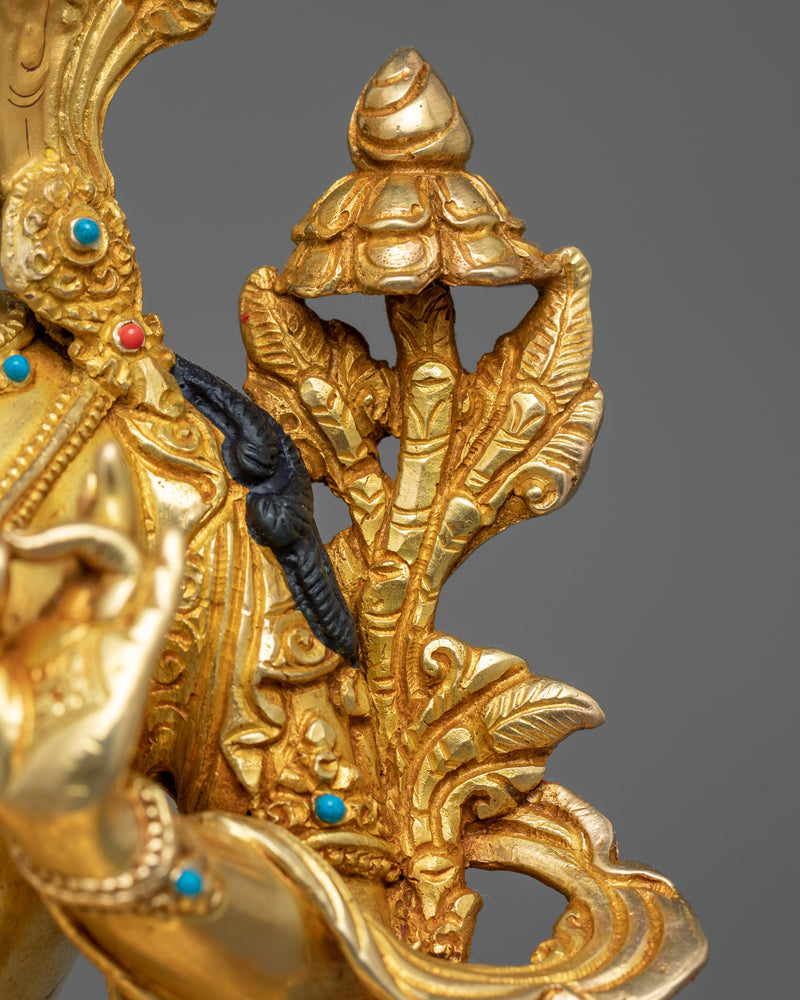 Green Tara Idol in 24K Gold | The Essence of Active Compassion