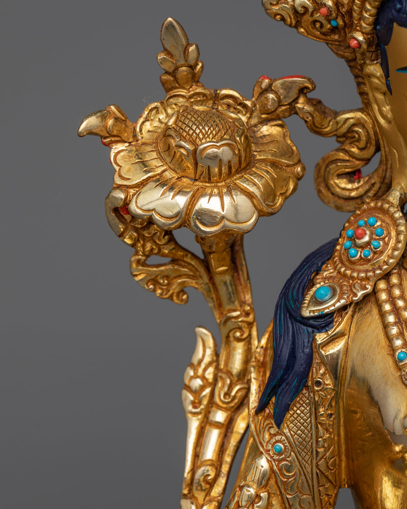 The Green Tara Gilt Copper Sculpture | Resplendent Protector