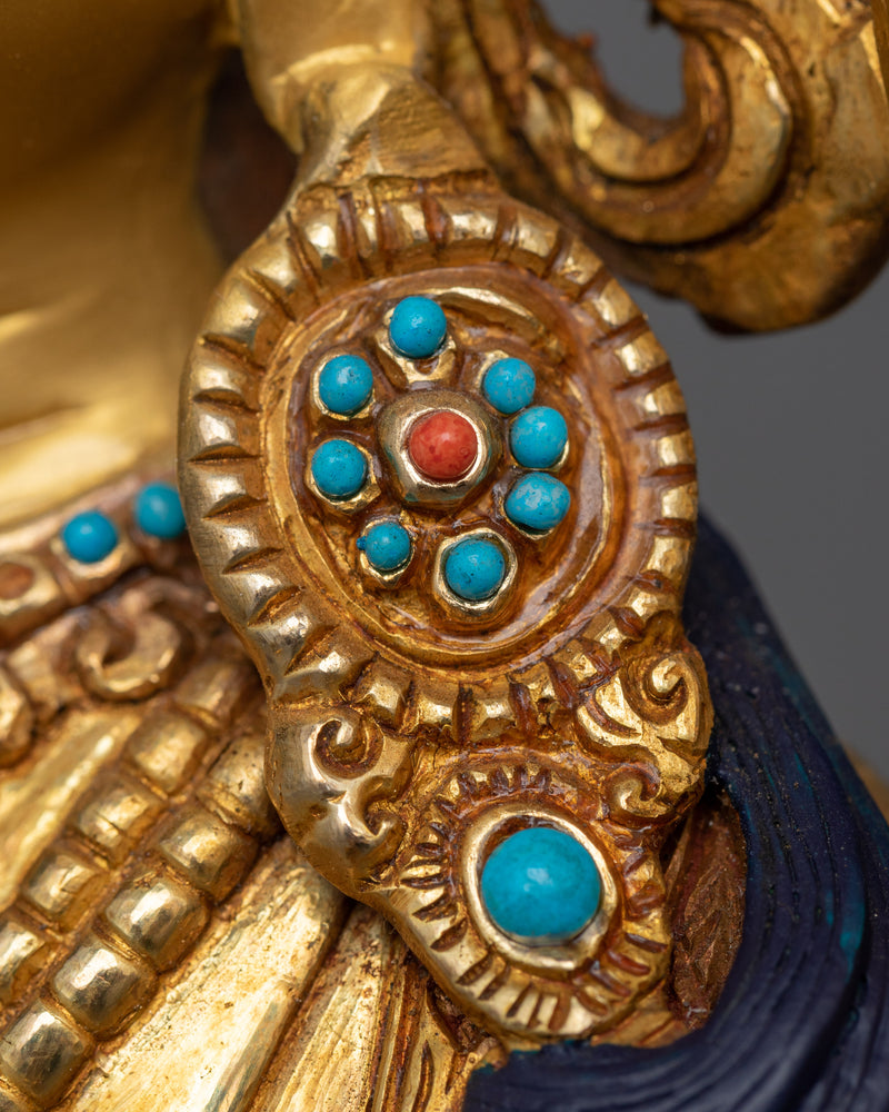 The Green Tara Gilt Copper Sculpture | Resplendent Protector