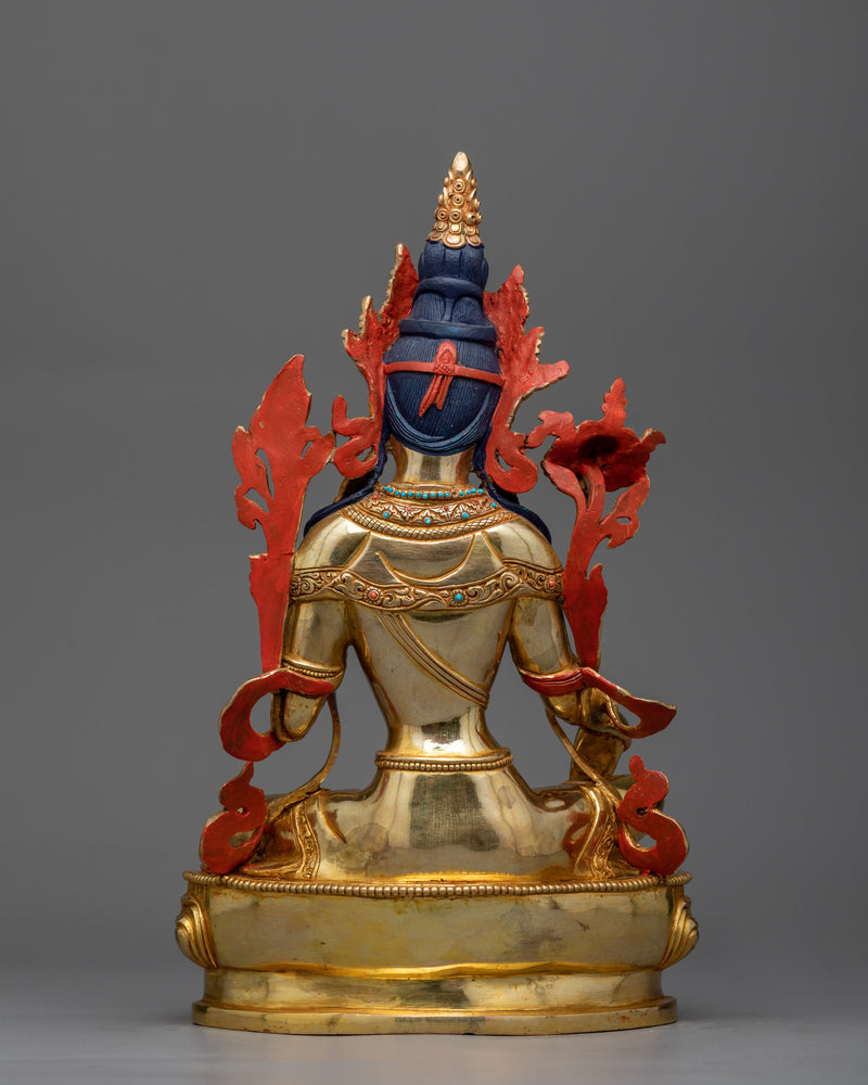 The Green Tara Gilt Copper Sculpture | Resplendent Protector