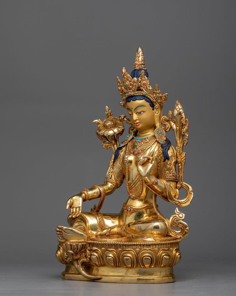 green-tara-gilt-copper-sculpture