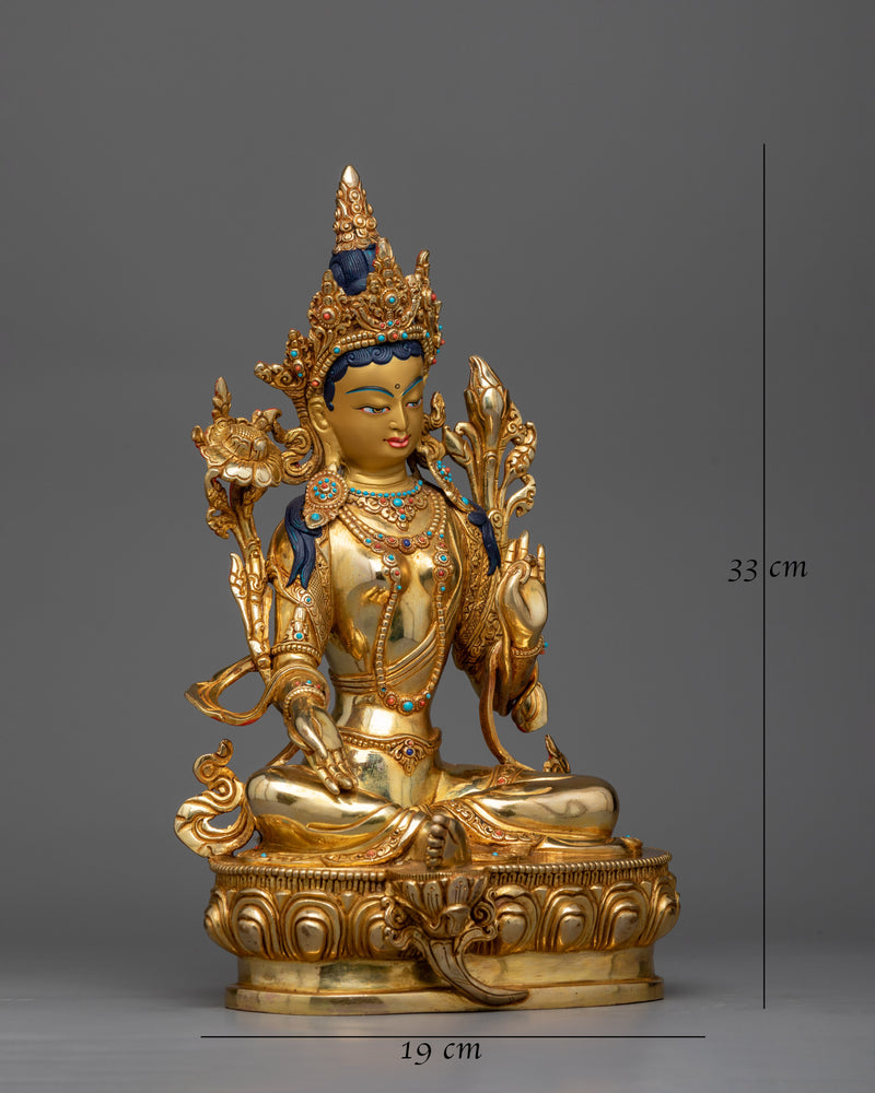 green-tara-gilt-copper-sculpture