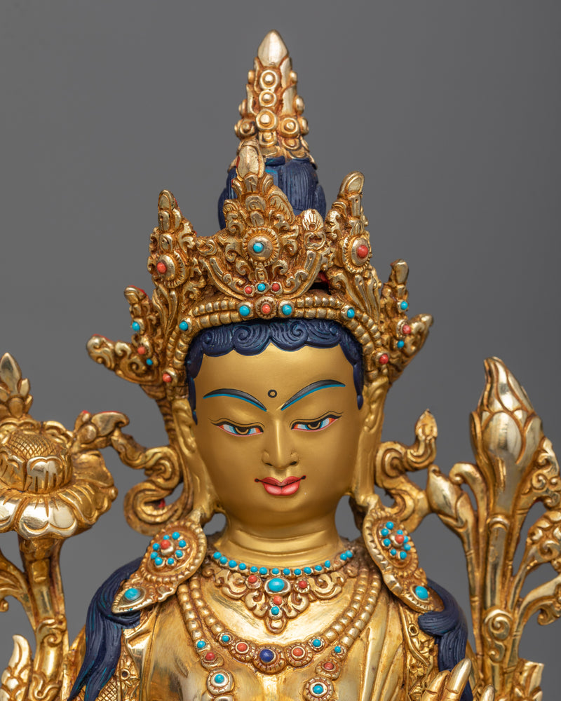 green-tara-gilt-copper-sculpture