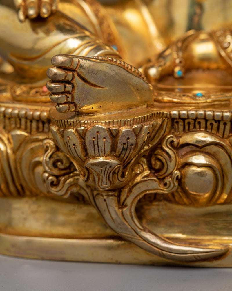 The Green Tara Gilt Copper Sculpture | Resplendent Protector