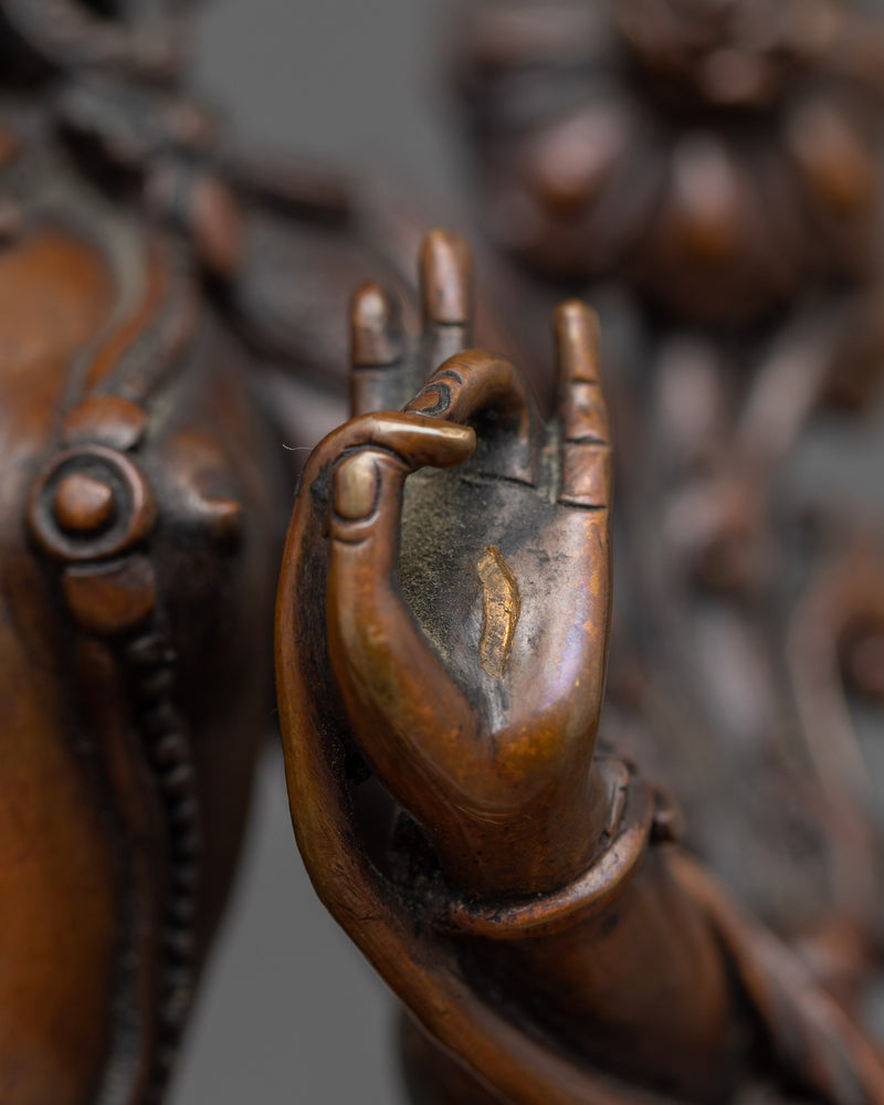 The Bodhisattva White Tara Sculpture in Oxidized Grace | Sanctuary of Serenity