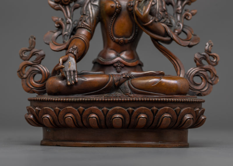 The Bodhisattva White Tara Sculpture in Oxidized Grace | Sanctuary of Serenity