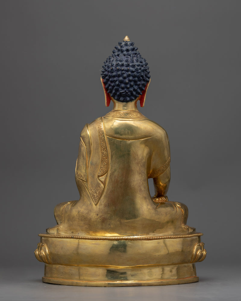 Shakyamuni Buddha Sculpture in 24K Gold Radiance | Eternal Wisdom