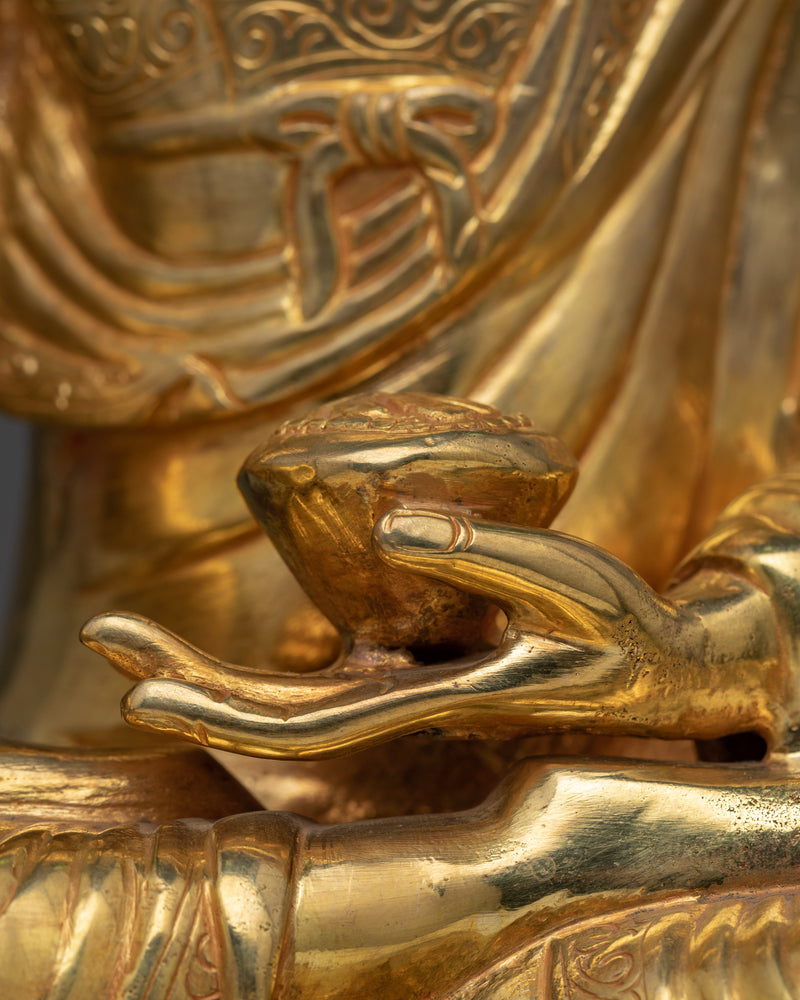 Shakyamuni Buddha Sculpture in 24K Gold Radiance | Eternal Wisdom