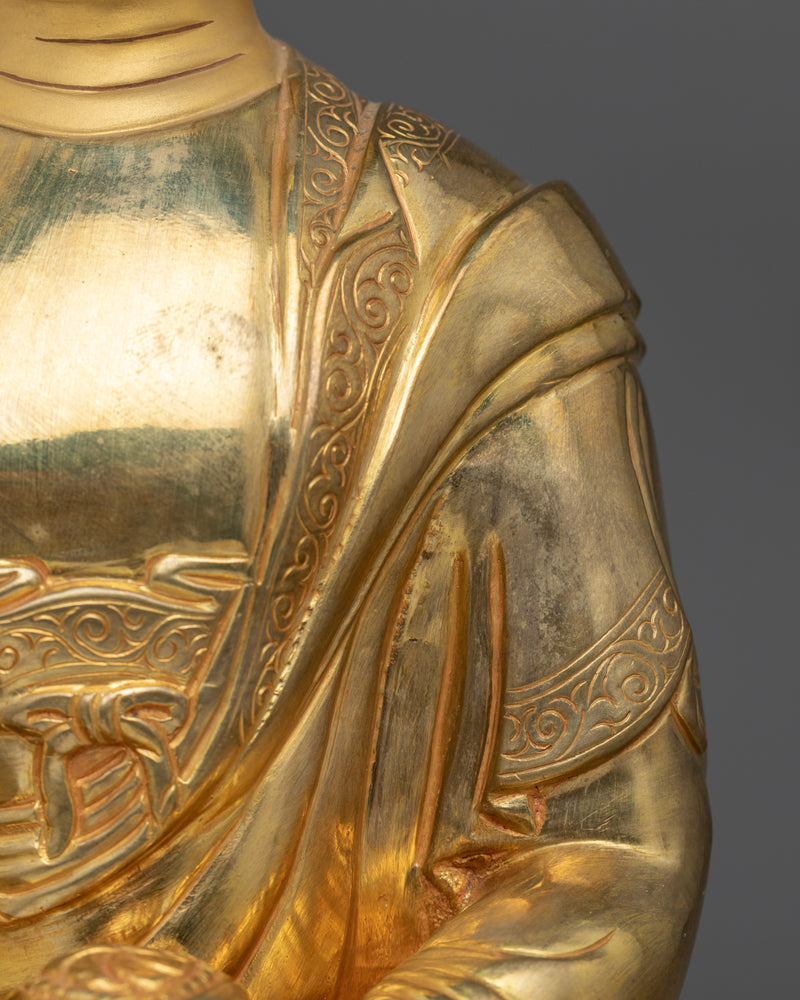 Shakyamuni Buddha Sculpture in 24K Gold Radiance | Eternal Wisdom