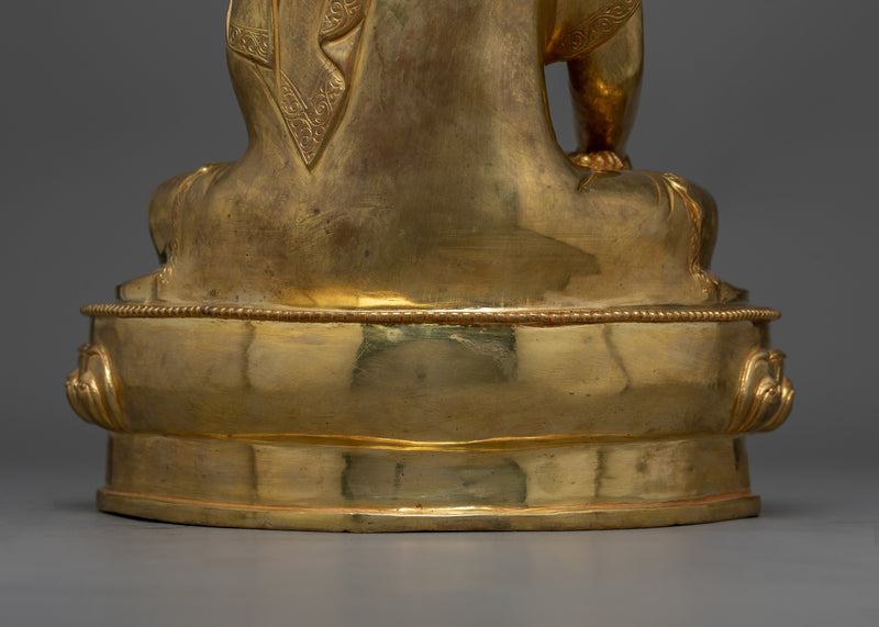 Shakyamuni Buddha Sculpture in 24K Gold Radiance | Eternal Wisdom