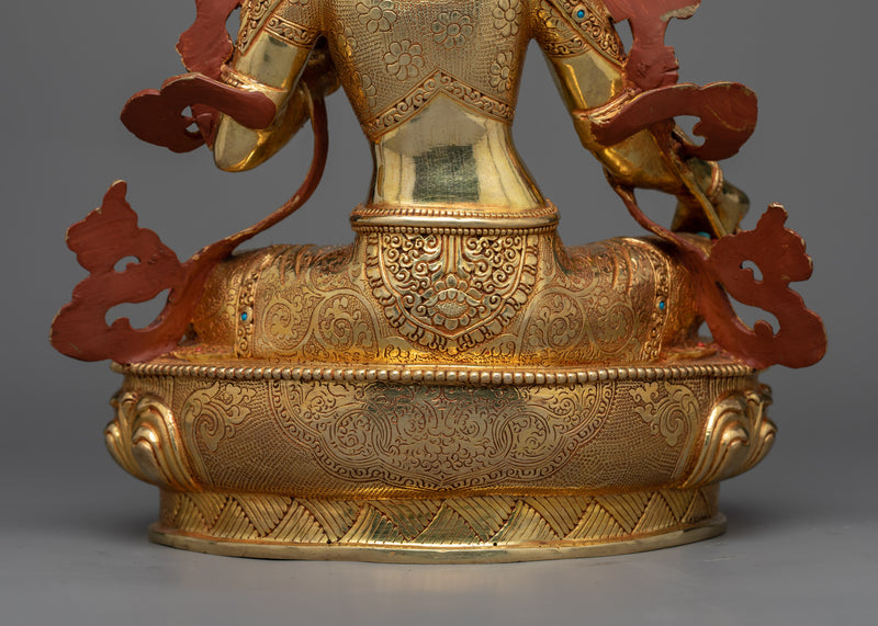 The Deity Green Tara Statue in 24K Gold | Essence of Compassion