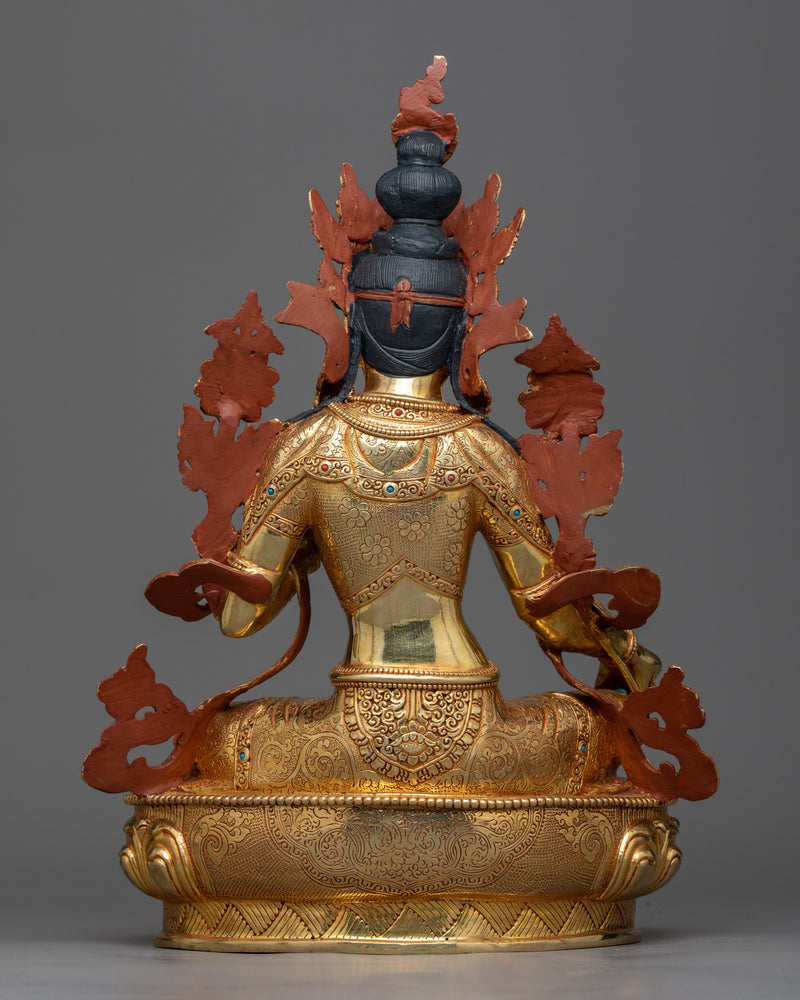 The Deity Green Tara Statue in 24K Gold | Essence of Compassion