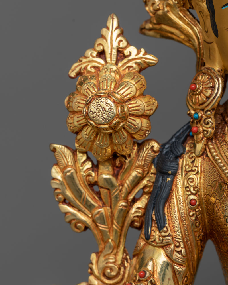 The Deity Green Tara Statue in 24K Gold | Essence of Compassion