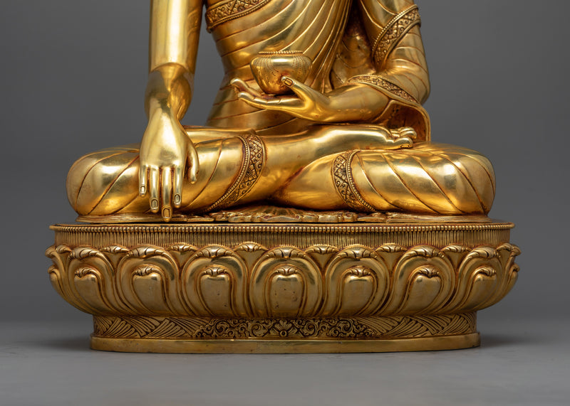 Triple Gold Coated Shakyamuni Buddha Statue | Himalayan Buddhist Sculpture