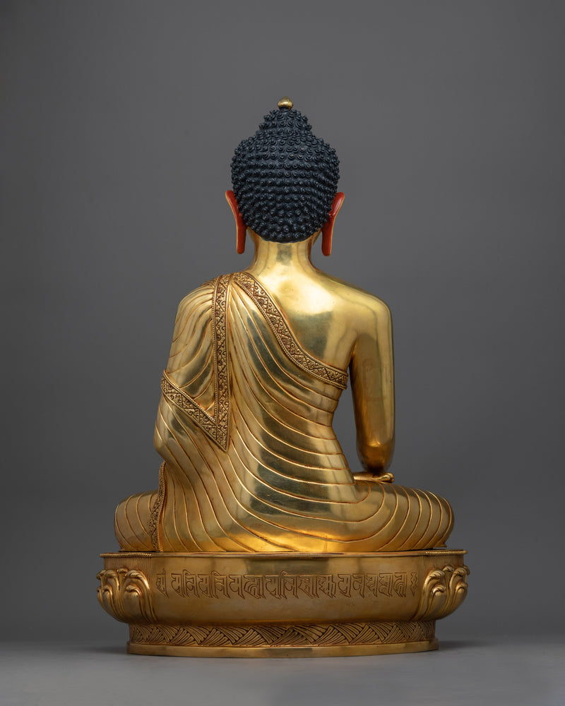 Triple Gold Coated Shakyamuni Buddha Statue | Himalayan Buddhist Sculpture