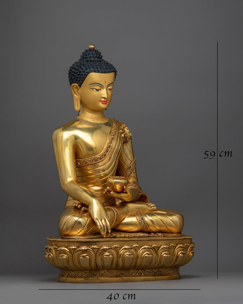 triple gold coated buddha shakyamuni statue