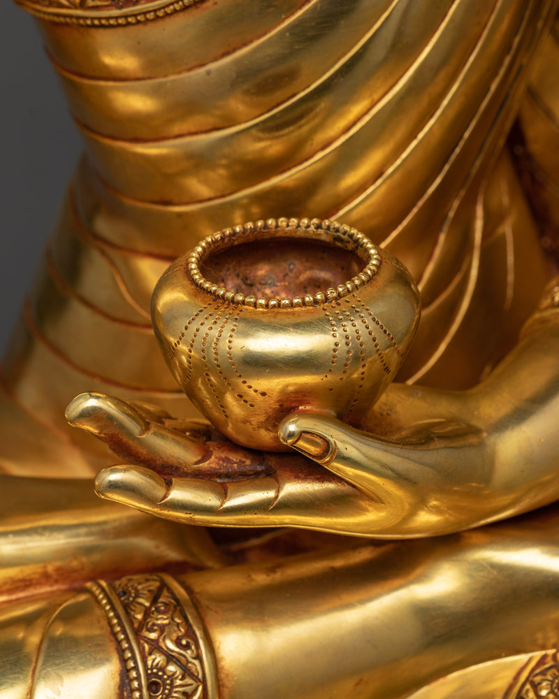 Triple Gold Coated Shakyamuni Buddha Statue | Himalayan Buddhist Sculpture