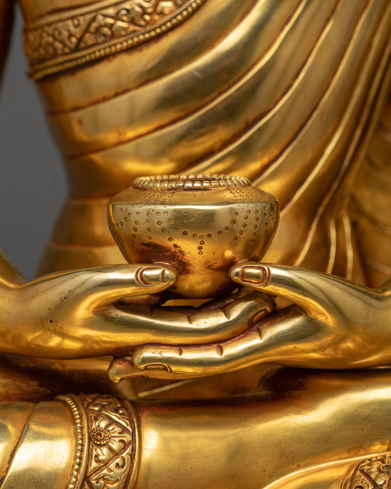 Amitabha Buddha Copper Sculpture | 24k Gold Coated Buddhist Statue