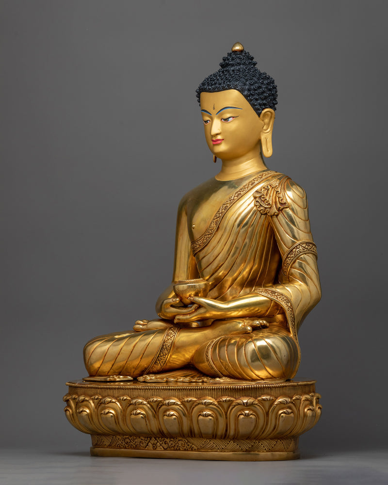 Amitabha Buddha Copper Sculpture | 24k Gold Coated Buddhist Statue