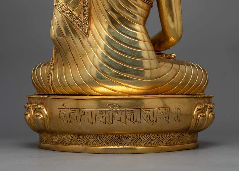 Amitabha Buddha Copper Sculpture | 24k Gold Coated Buddhist Statue