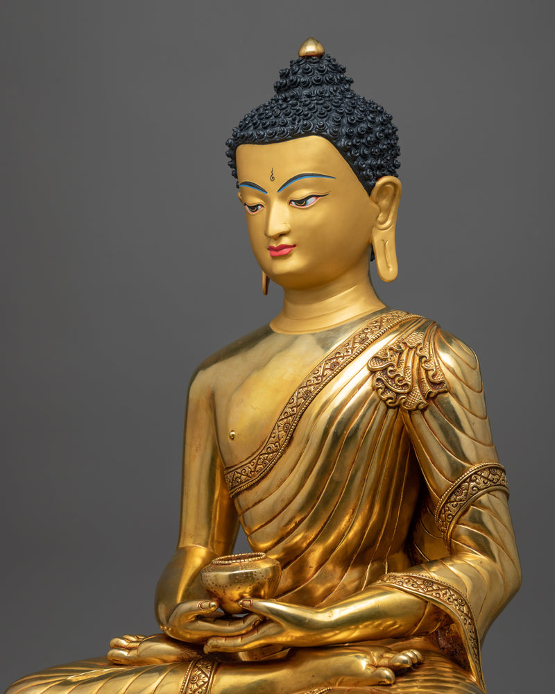 Amitabha Buddha Copper Sculpture | 24k Gold Coated Buddhist Statue