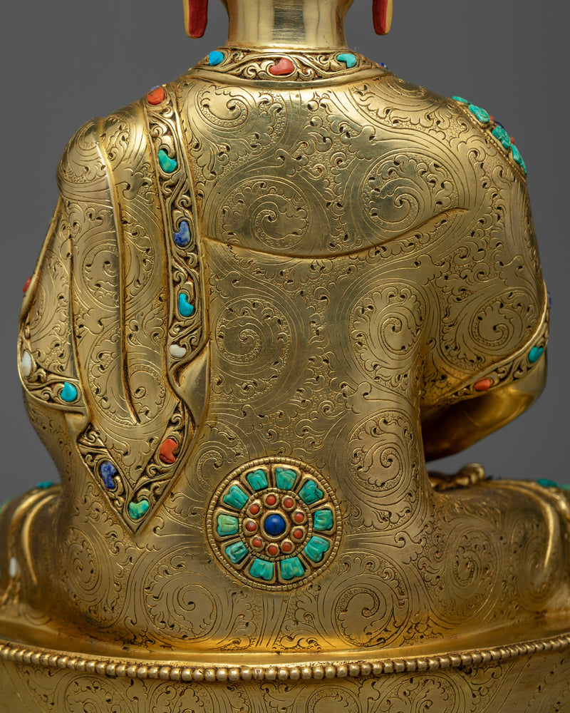 Statue of Buddha Amitabha | 24K Gold and Gemstone Majesty