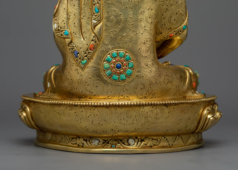 Statue of Buddha Amitabha | 24K Gold and Gemstone Majesty